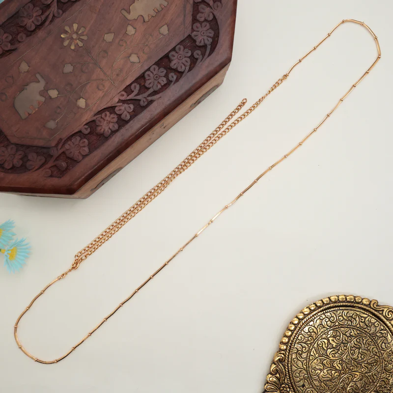 Real Gold Tone Small Balls Simple Hip Chain